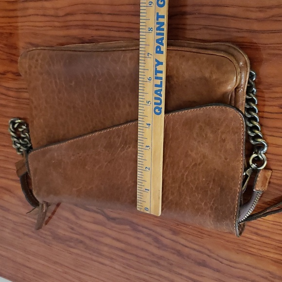 Maxon Purse Brown Leather Flap Chain Shoulder Strap Handbag Designer - Picture 15 of 16